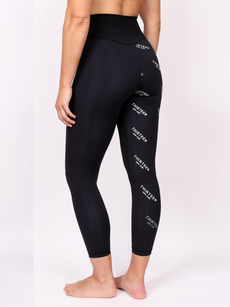 13NY LADIES LEGGING, WHITE on BLACK