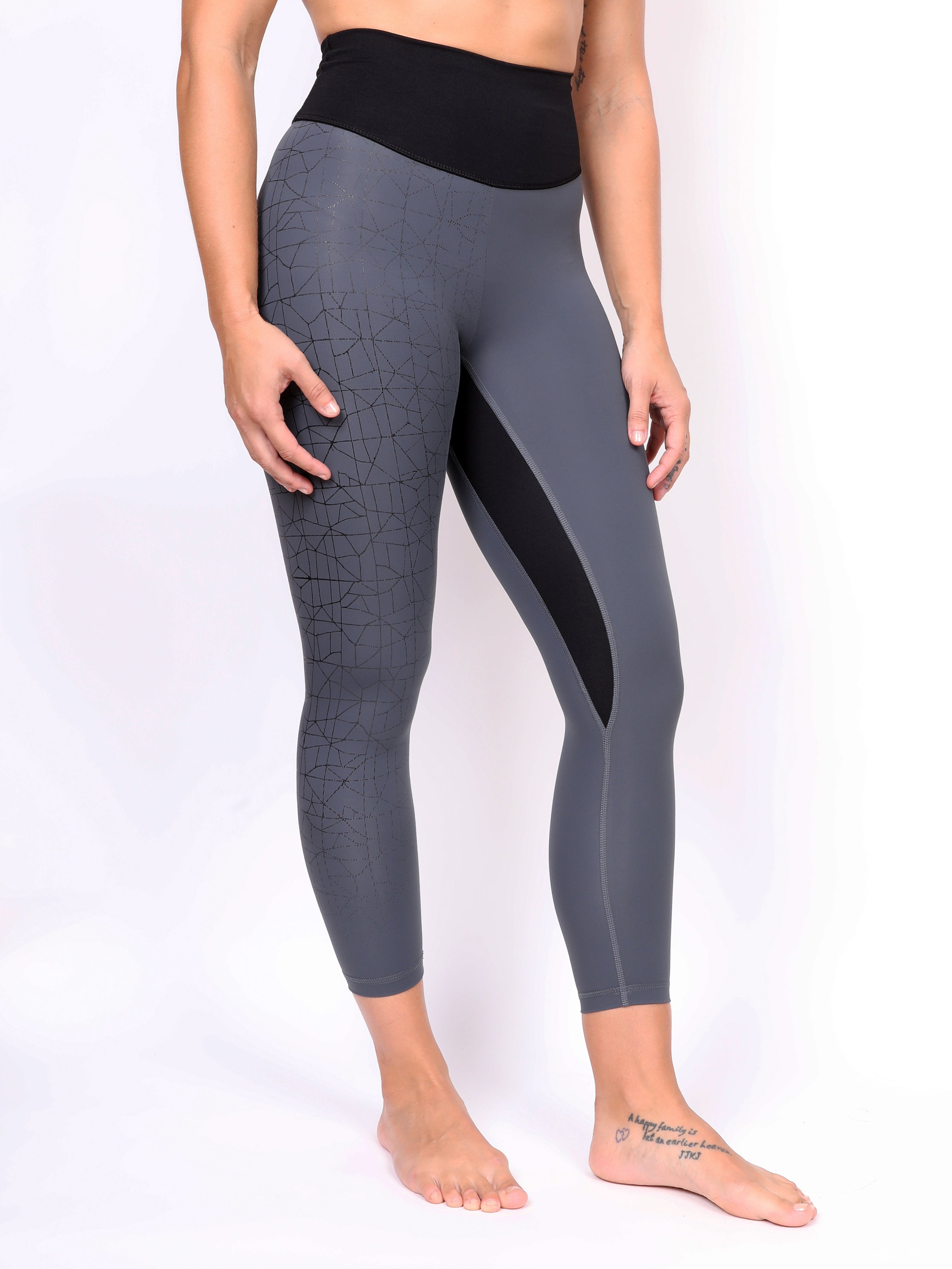 CRACKED LADIES LEGGING, BLACK on GREY – Thirteen Fit Apparel