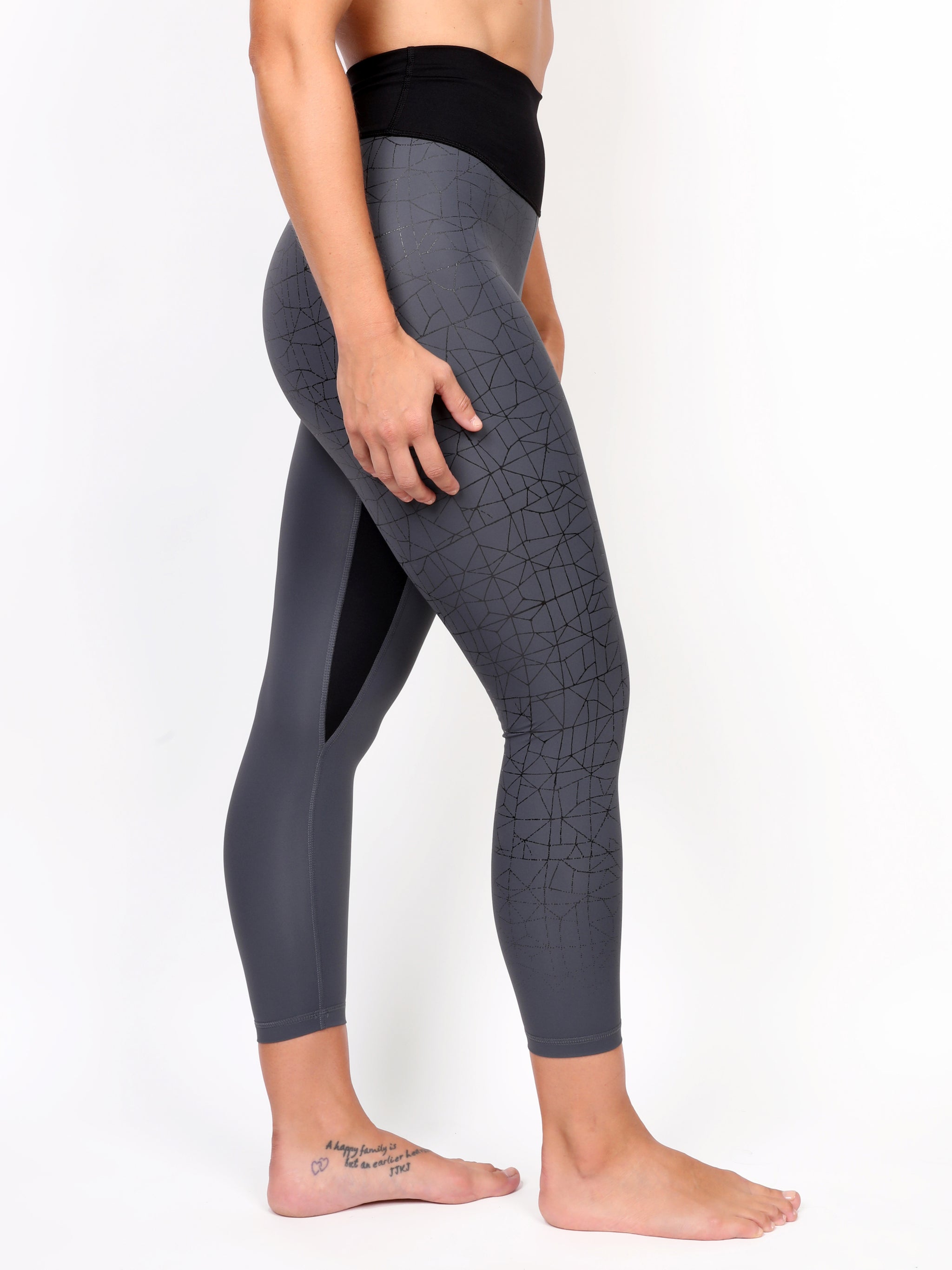 CRACKED LADIES LEGGING, BLACK on GREY – Thirteen Fit Apparel